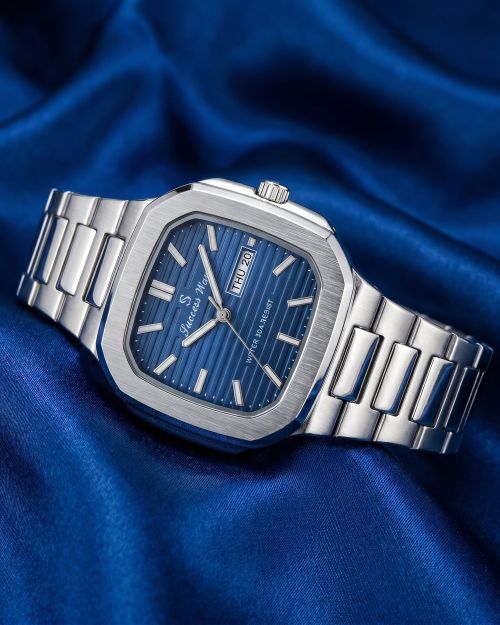 Successway silver blue square dial men’s watch