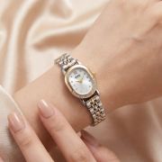 Two-Tone Silver and Gold Women’s Watch with Crystal Bezel