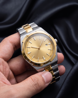 Gualai Gold Dial Two Tone Quartz Watch for Men