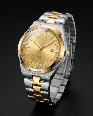 Gualai Gold Dial Two Tone Quartz Watch for Men