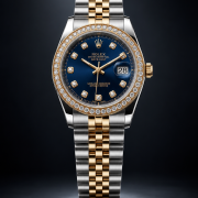 Two-Tone Boy-Size Watch with Stone Bezel