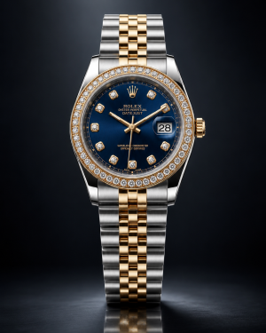 Two-Tone Boy-Size Watch with Stone Bezel