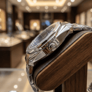 Angular Bezel Sunburst Dial Date Men’s Watch