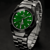 Angular Bezel Sunburst Dial Date Men’s Watch