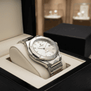 Angular Bezel Sunburst Dial Date Men’s Watch