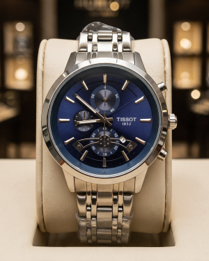 Blue Dial Multi-Subdial Silver Men’s Watch