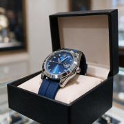 Blue Sunburst Crystal Marker Date Quartz Men’s Watch
