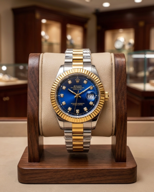 Cushion Case Gold Bezel Multi Dial Men’s Watch