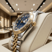 Cushion Case Gold Bezel Multi Dial Men’s Watch