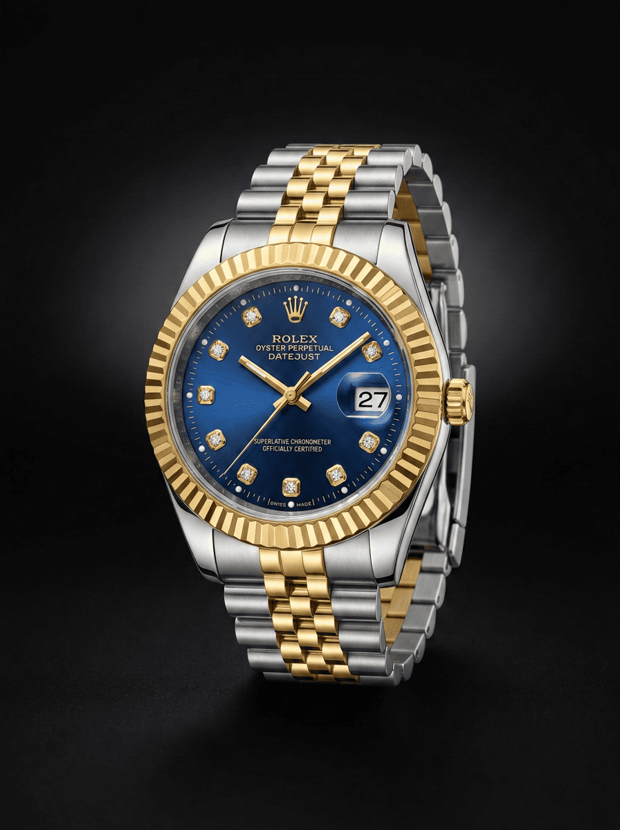 Cushion Case Gold Bezel Multi Dial Men’s Watch