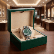 Geometric Pattern Dial Crystal Date Men’s Watch