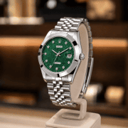 Geometric Pattern Dial Crystal Date Men’s Watch