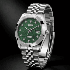 Geometric Pattern Dial Crystal Date Men’s Watch