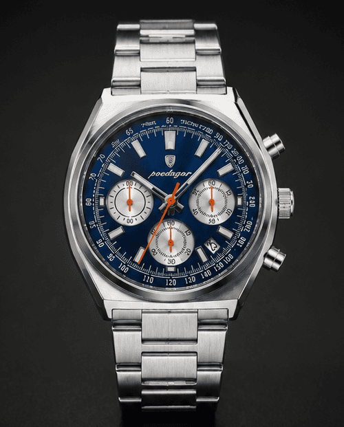 Poedagar Men’s Three-Subdial Quartz Watch with Stainless Steel Bracelet