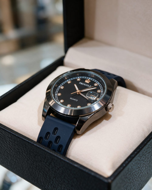 Progolf Black Date Men’s Strap Watch