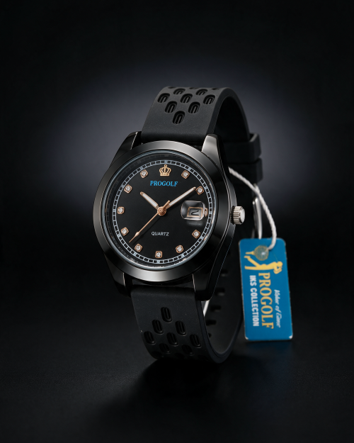Progolf Black Date Men’s Strap Watch