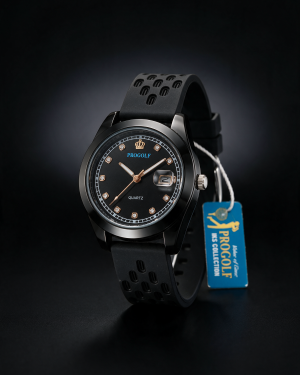 Progolf Black Date Men’s Strap Watch