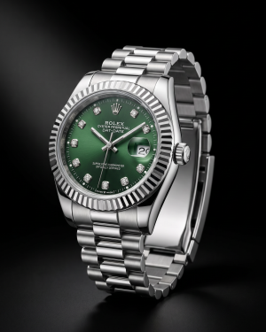 Regal Fluted Bezel Crystal Marker Magnified Date Men’s Watch