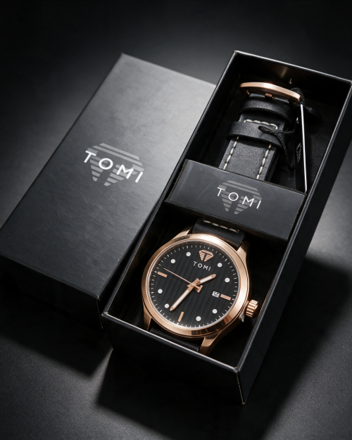TOMI Black Dial Men Watch With Box